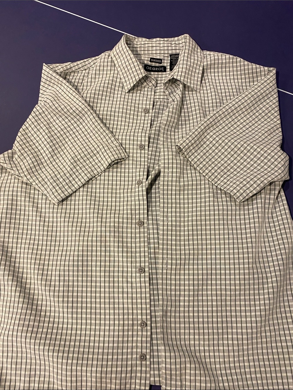 George Short-Sleeve Check Button-Down Shirt - Gray & White